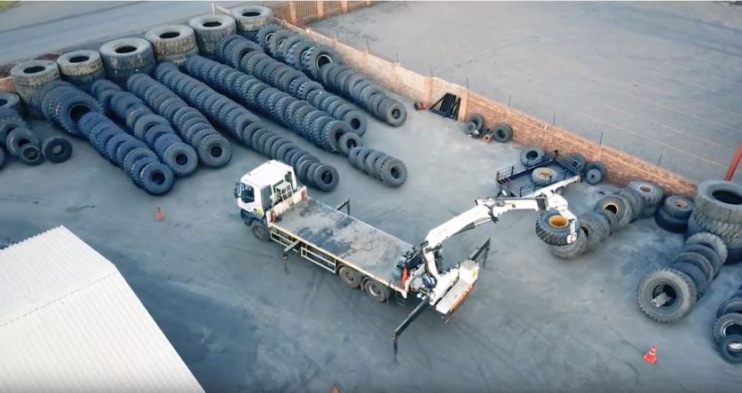 aerial shot of tire factory