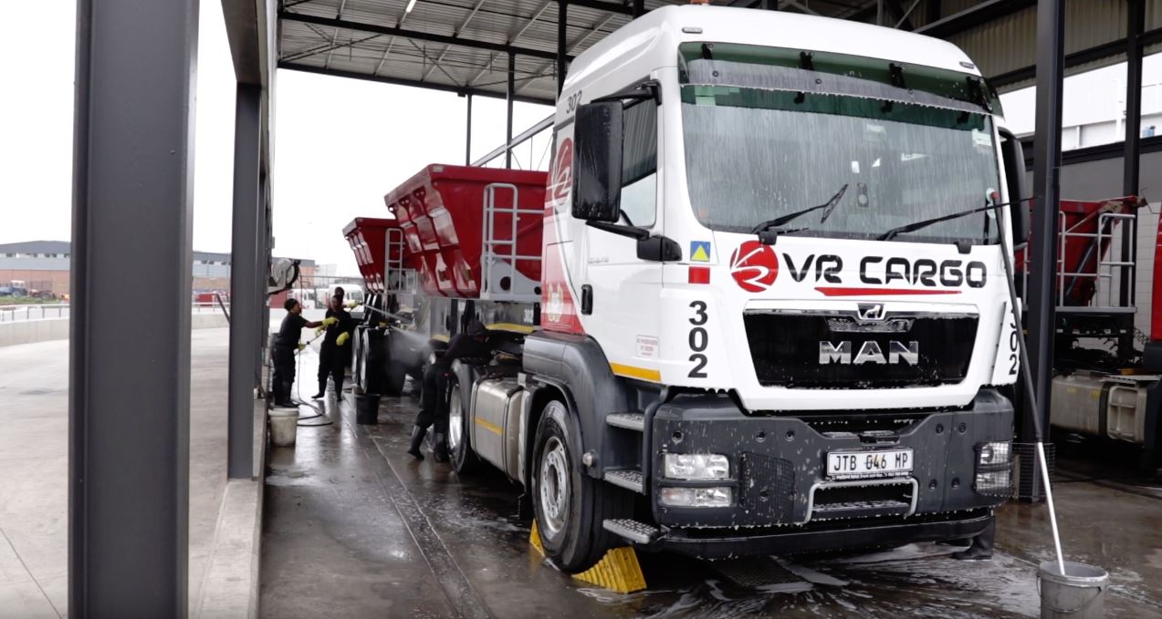 VR Cargo truck being washed